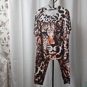 Leopard Print Top and Leggings Set